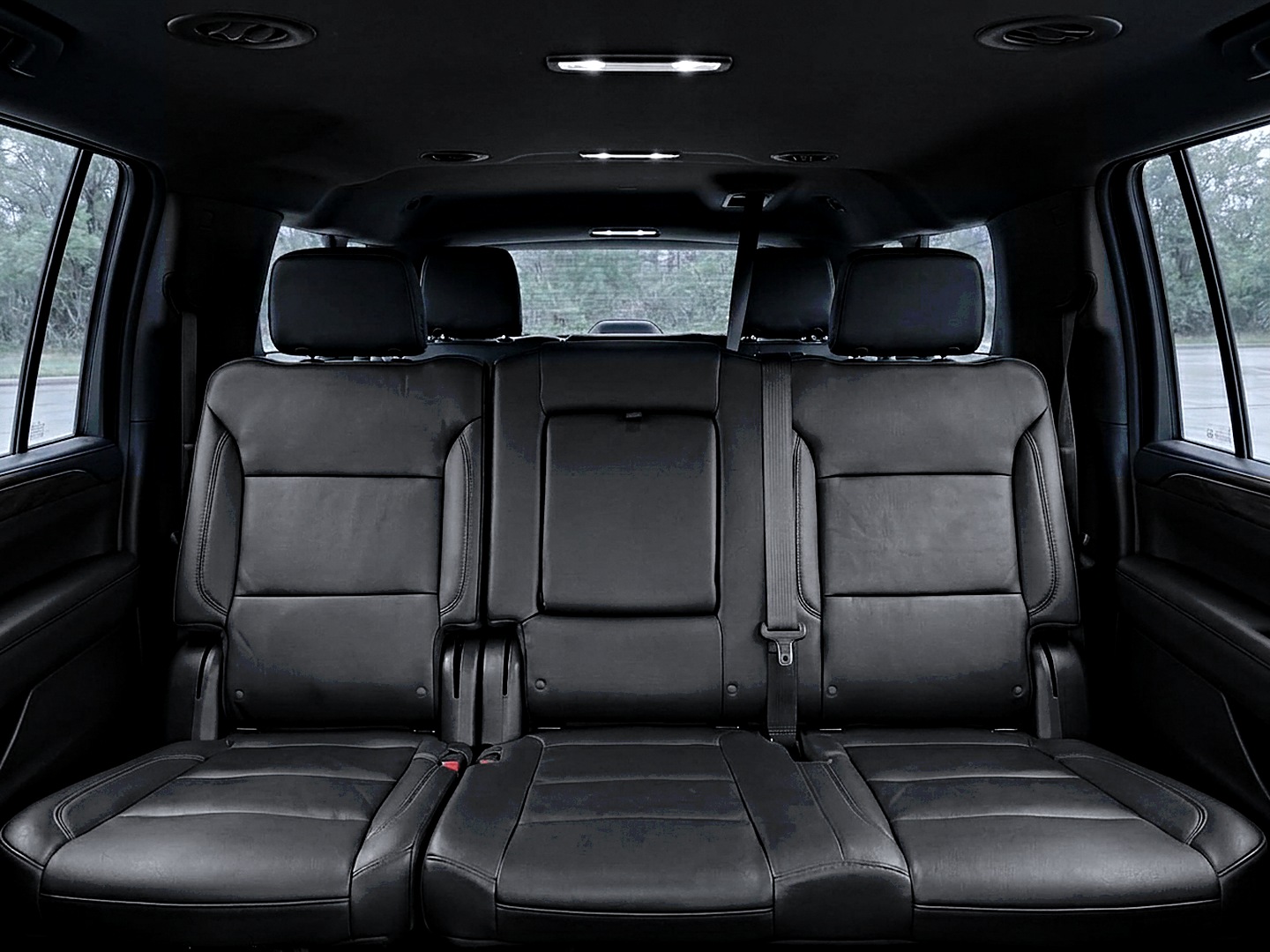 Black leather passenger cabin